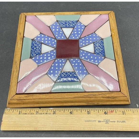 Vintage Carolyn Payne Creations Ceramic Tile Trivet Quilt Design - Picture 5 of 5